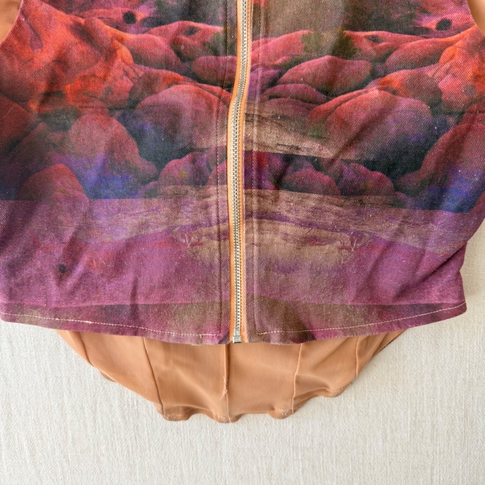 Miaou Campbell Oasis Corset Top Large Orange Desert Waterfall Landscape Boned - Picture 16 of 16